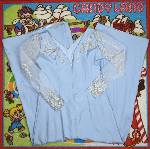 Handmade Pastel Light Powder Blue & White Jumpsuit - Picture 4 of 4